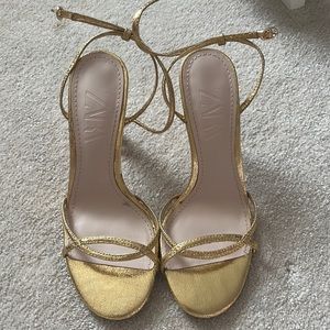 Gold strappy Zara sandals
